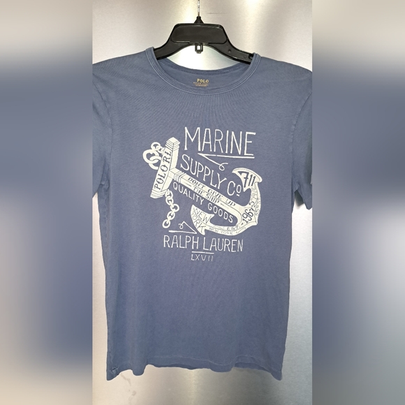 Mens Polo Ralph Lauren Vtg Tshirt Single Stitch Shirt Marine Supply Co. Anchor M - Picture 1 of 7
